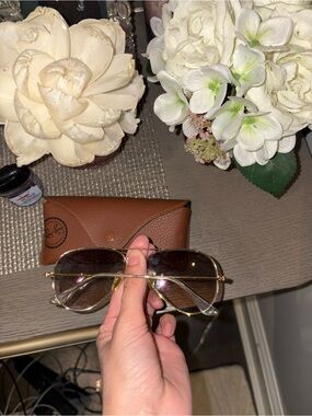 Ray-Ban Gold Frame Sunglasses with Brown Gradient Lenses